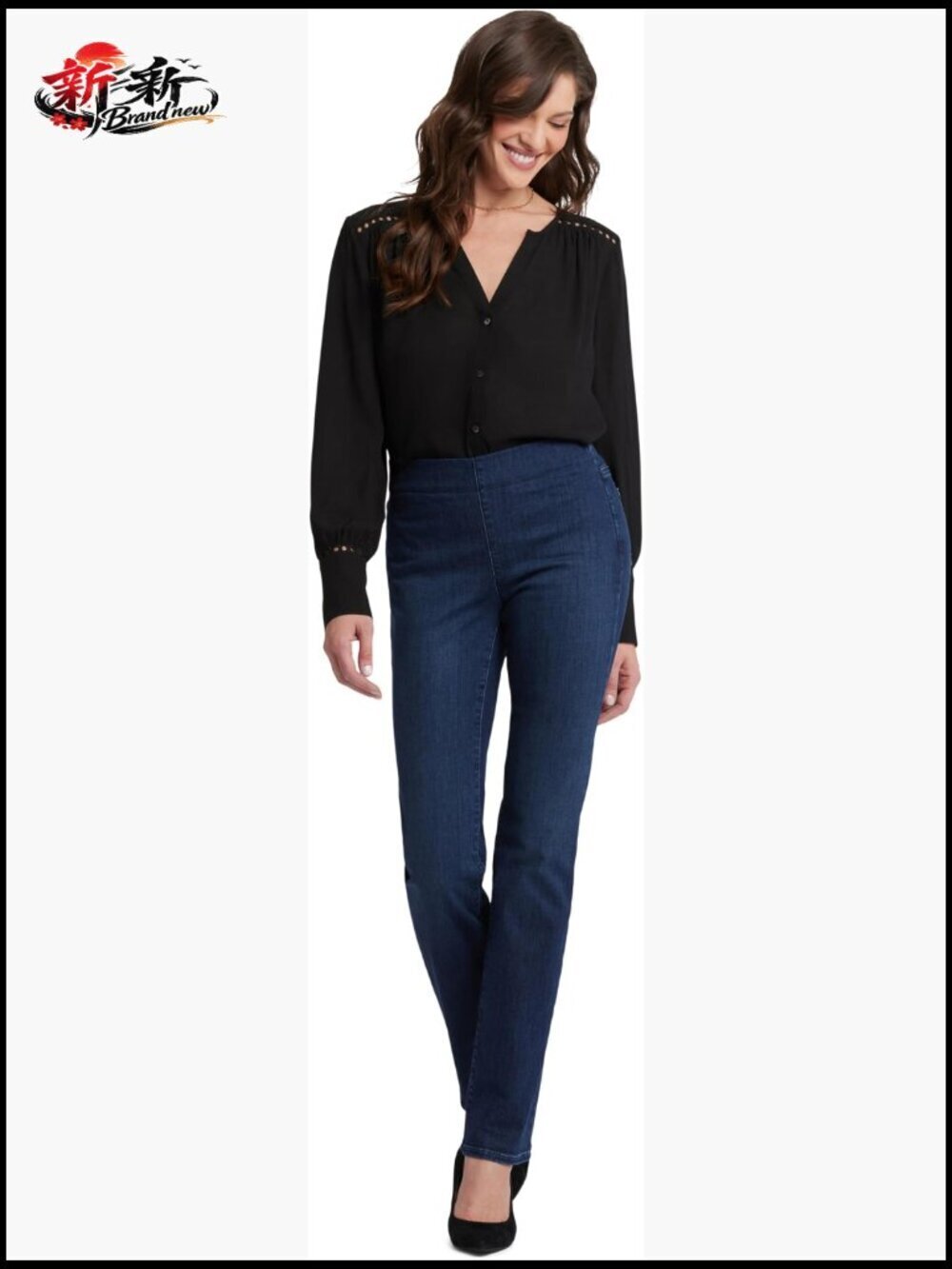 Women's Pull-On Straight Jeans with Lift Tuck Technology - Cotton Blend